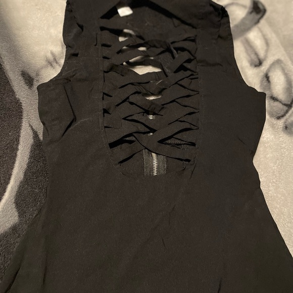 Corset sides and back corset style zipper front biker shirt - Picture 3 of 3